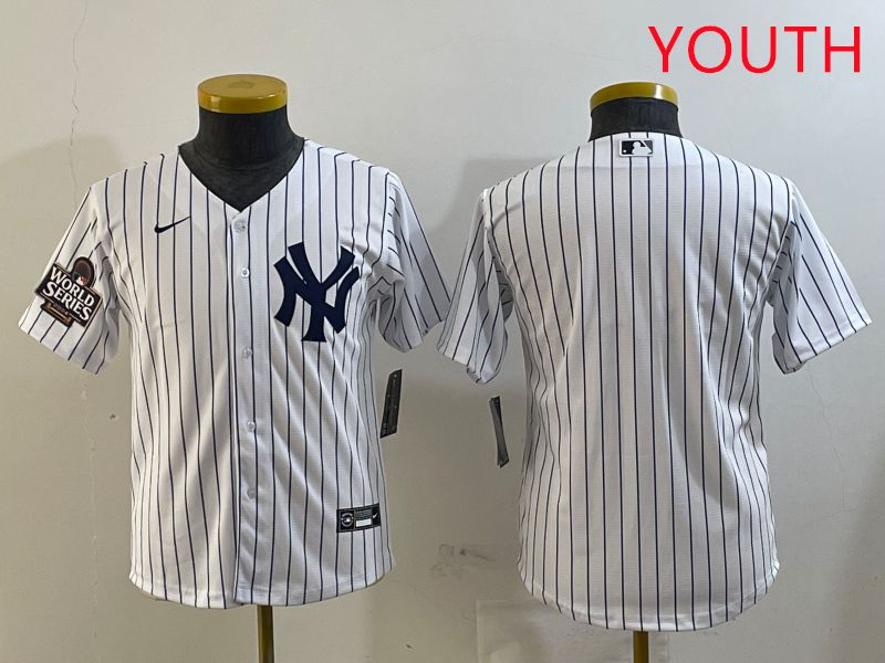 Youth New York Yankees Blank White Stripe Game 2025 Nike MLB Jersey style 15->youth mlb jersey->Youth Jersey